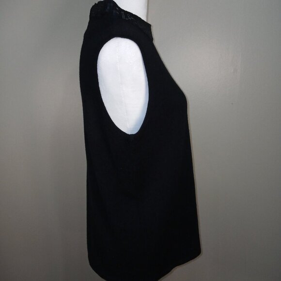 GOOD CLOTHES BLACK SLEEVELESS SWEATER, MOCK NECK WITH SEQUINS, SIZE LARGE - Picture 3 of 6